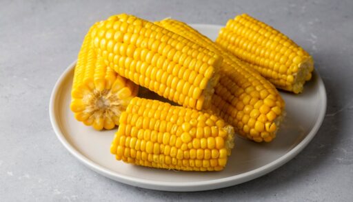 Plate with corn cobs.