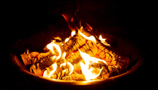 Close-up of a burning fire pit.