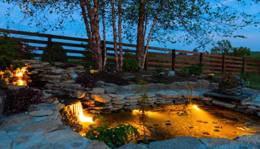 decorative-pond-with-lights-at-night