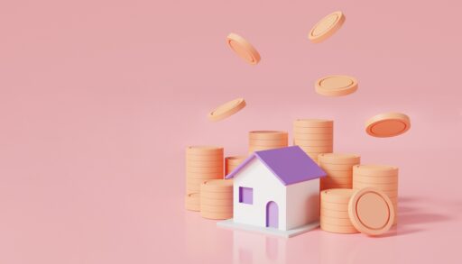 Coins stack and home on pink pastel background. Extending amortization periods
