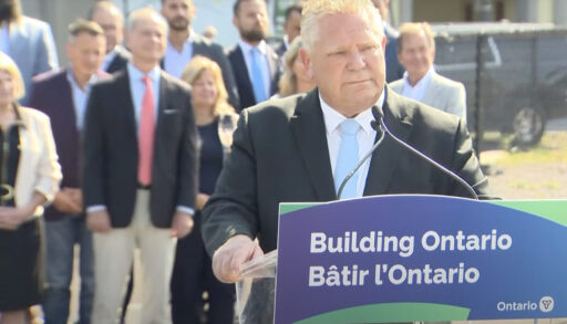 doug ford at the press conference where he announced rolling back opening the greenbelt for development