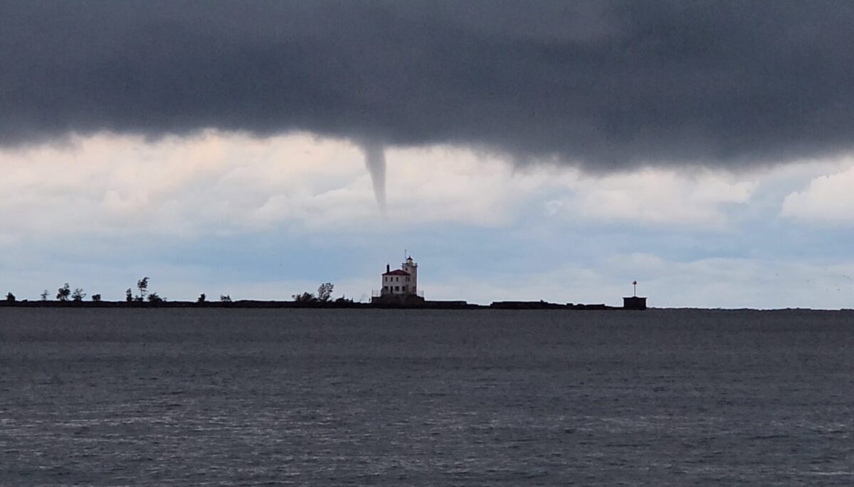 A waterspout over the lake