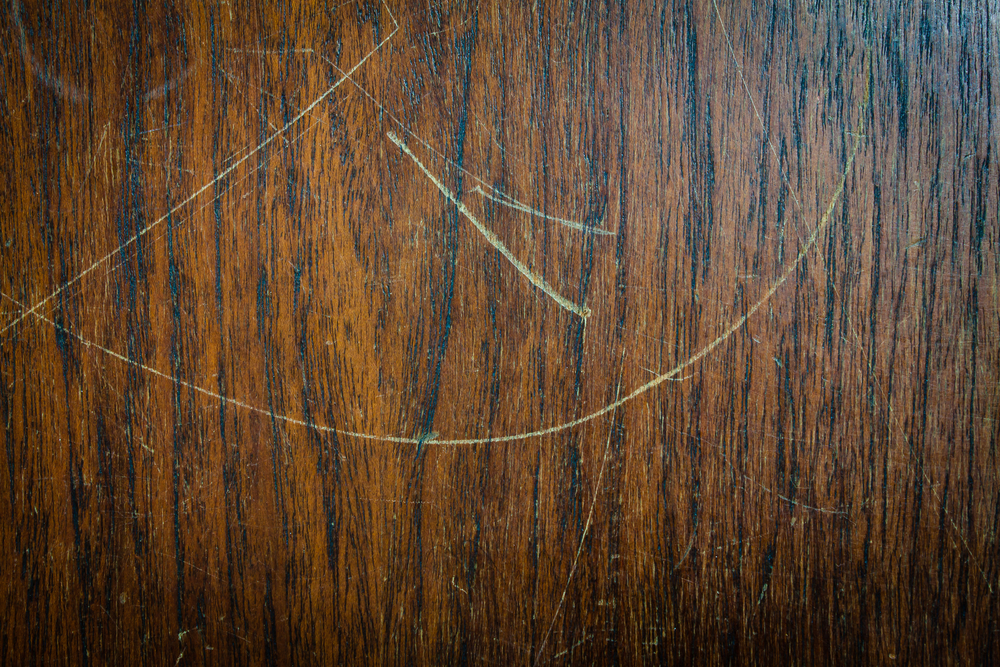 Close up of a scratched wood surface