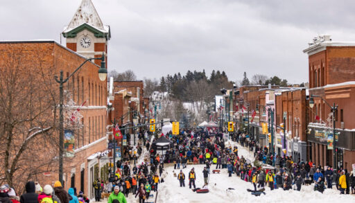 a photo of the snow tubing hill in downtown Bracebridge