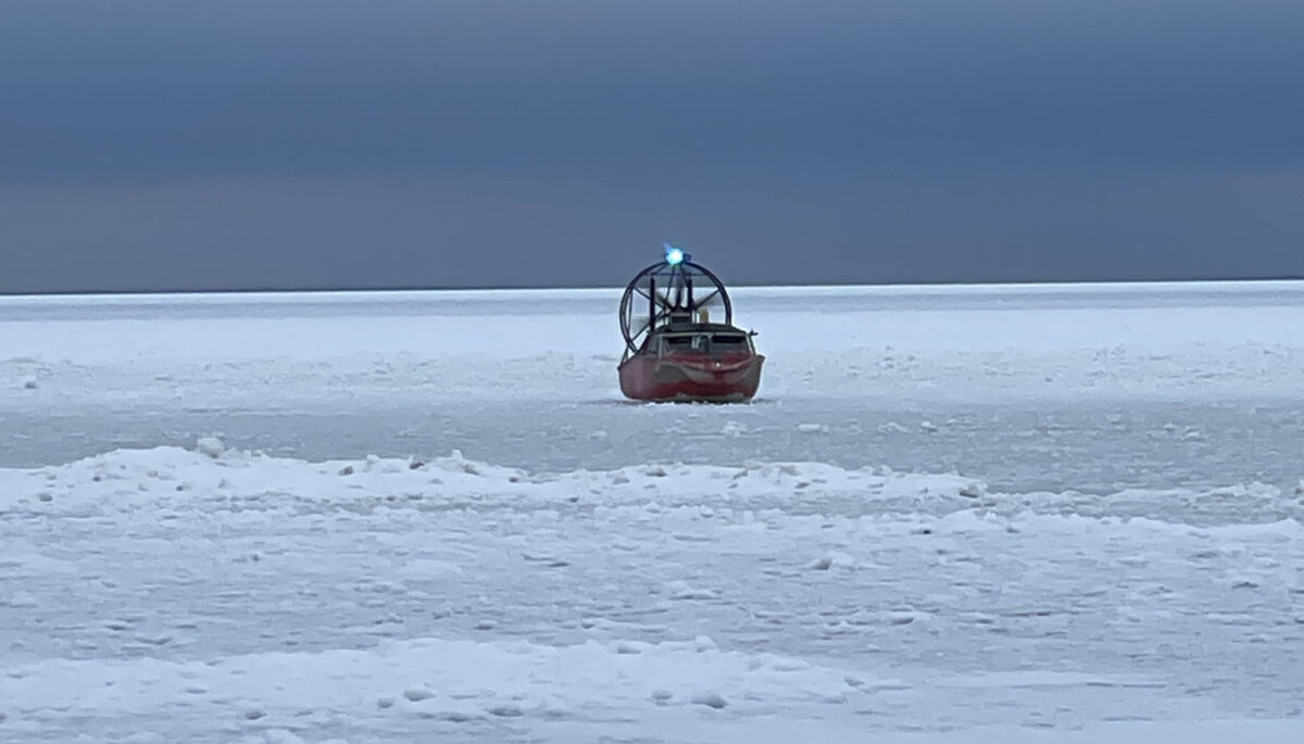 Ramara Fire and Rescue Services airboat on lake simcoe