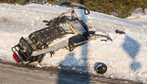 Crashed Snowmobile