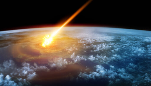 Graphic of a meteor shooting towards earth from space
