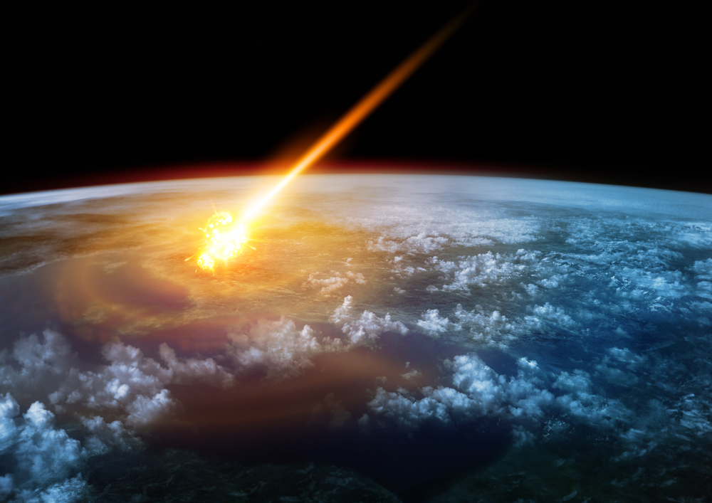 Graphic of a meteor shooting towards earth from space