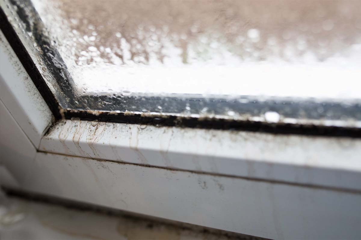 Close up of a leaking window